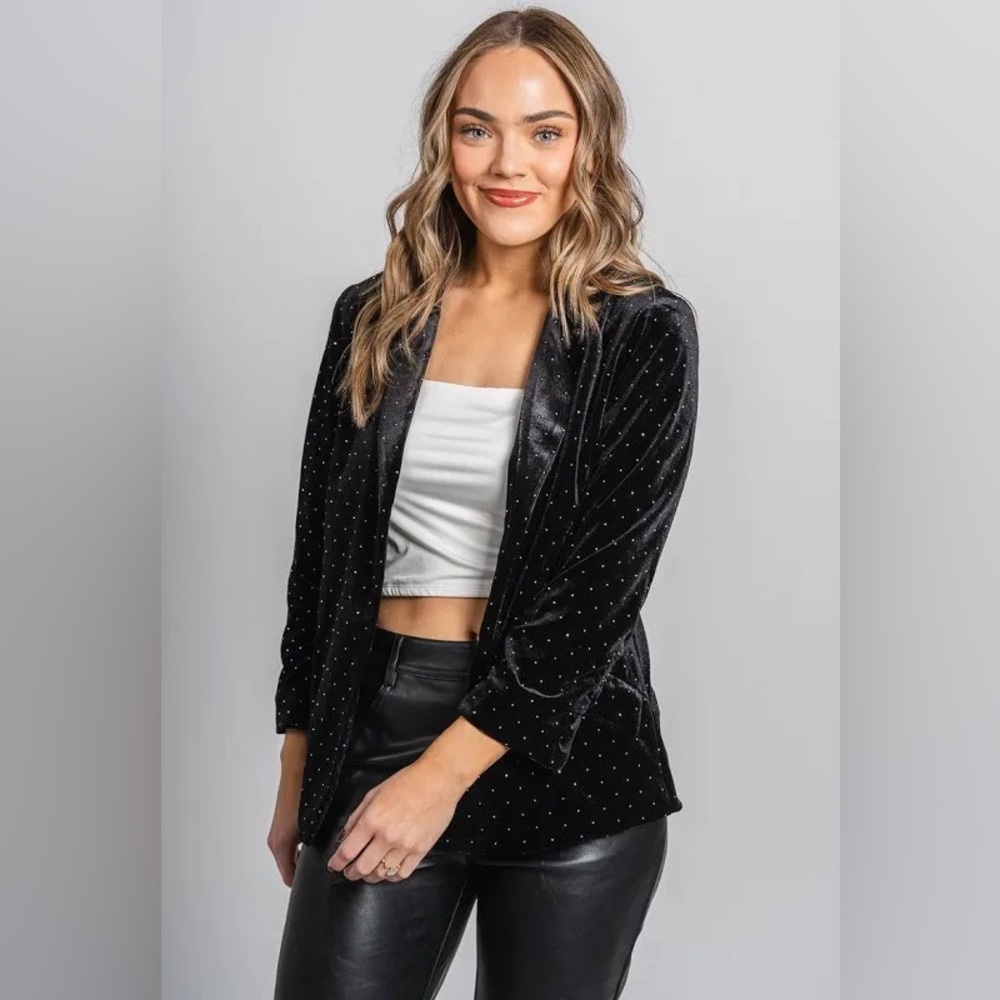 Velvet Rhinestone Blazer - Picture 6 of 10